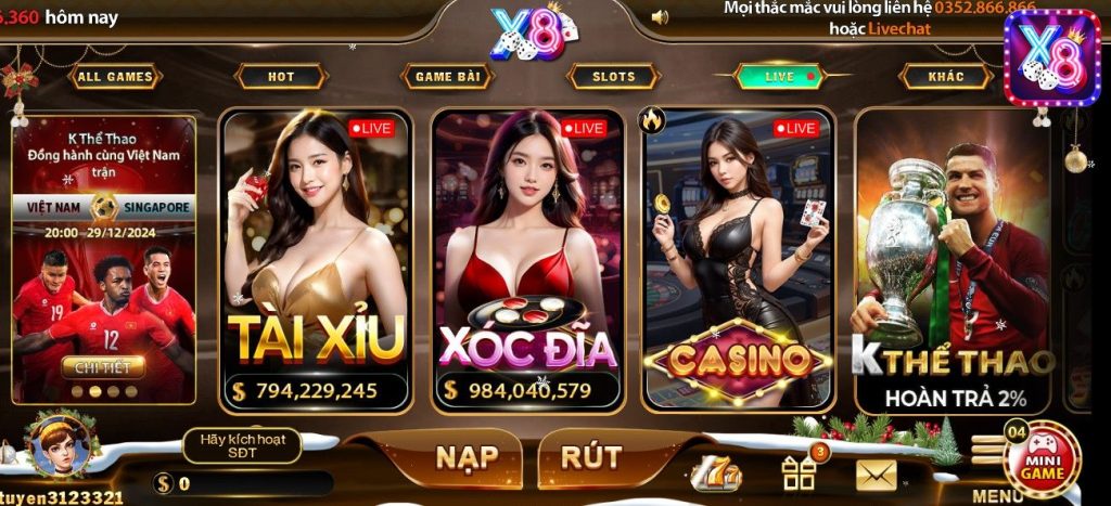 Tổng quan cổng game bài X8  - App tài xỉu uy tín hiện nay